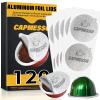 CAPMESSO Aluminum Foil Lids for Reusable Nespresso Vertuoline Pods, Coffee Pods Sticker Covers Seals Compatible with Nespresso Reusable Pods Vertuoline Refillable Vertuoline Capsule (120 pcs) view 1