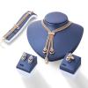 Htayekog Bridal Earring Necklace Bracelets Ring Set, Promise Rings Stainless Steel for her/Choker Necklace for Women Gold/Ear Studs Women Hypoallergenic Flatback Gold Plated Bracelets view 1