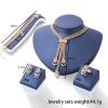 Htayekog Bridal Earring Necklace Bracelets Ring Set, Promise Rings Stainless Steel for her/Choker Necklace for Women Gold/Ear Studs Women Hypoallergenic Flatback Gold Plated Bracelets view 2