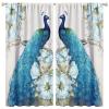 Peacock Blackout Curtains, Blue Peony Flower Pattern Kitchen Living Room Bedroom Room Decorative Curtains 42x45 Inch view 1