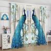Peacock Blackout Curtains, Blue Peony Flower Pattern Kitchen Living Room Bedroom Room Decorative Curtains 42x45 Inch view 4