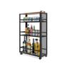 fusehome 2025 New, Slim Kitchen Storage Cart, 3-Tier Metal Rolling Utility Cart Mesh Basket, Multifunction Wire Basket Shelf Trolley for Home Laundry, Bathroom, Living Room, Black view 1