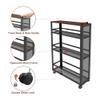 fusehome 2025 New, Slim Kitchen Storage Cart, 3-Tier Metal Rolling Utility Cart Mesh Basket, Multifunction Wire Basket Shelf Trolley for Home Laundry, Bathroom, Living Room, Black view 3