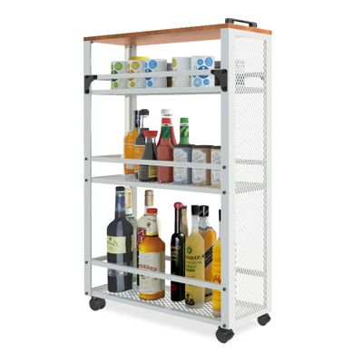 fusehome 2025 New, Slim Kitchen Storage Cart, 3 Tier Metal Rolling Utility Cart Mesh Basket, Multifunction Wire Basket Shelf Trolley for Home Laundry, Bathroom, Living Room, White
