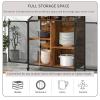 Industrial Coffee Bar Cabinet, Kitchen Cart with Metal Mesh Double Doors Rolling Buffet Storage Cabinet with Universal Wheel Different Space Size Kitchen Island Cart, for Dinning Room, Living Room view 2