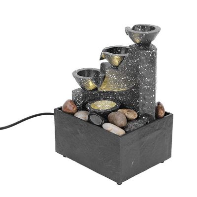 Alvinlite Desktop Water Fountain Tabletop MIini Waterfall with River Stones Ornament Crafts for Home Office Table Decoration