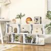 Giantex Set of 2 3-Tier Geometric Bookshelf, 24 Tall Wood S-Shaped Display Shelves with Thick Foot Pads, Freestanding Open Shelves Nightstand, Floor Standing Display Shelf Bookcase view 2