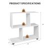 Giantex Set of 2 3-Tier Geometric Bookshelf, 24 Tall Wood S-Shaped Display Shelves with Thick Foot Pads, Freestanding Open Shelves Nightstand, Floor Standing Display Shelf Bookcase view 3