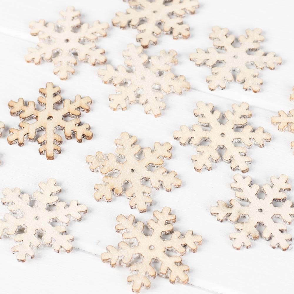 Group of 36 ICY Wooden Snowflakes for Winter Decorating and Christmas Displays by Factory Direct Craft