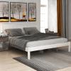 TMEOSK Queen Size Wood Platform Bed with Headboard, Bed Frame with Slat Support, for Kids Adults, No Box Spring Needed, Easy Assembly, Espresso (White) view 1