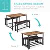 Alkmaar Dining Table Set for 4, Dining Table with 2 Benches, 3 Piece Kitchen Table Set for 4, Space-Saving Dining Table Set, Sturdy Structure, Easy Assemble, Rustic Brown (DiningTableSet-YJ-03) view 4