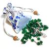 GeekTenet Rosary Beads Chaplet Red Green Natural Agate Rosery Catholic gifts (Green) view 2