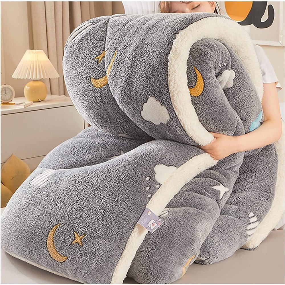 Winter Quilt, Thick Warm Cashmere Blanket Bedding Hollowfiber Duvet, Ultra Soft Plush Shaggy Faux Fur Duvet Cover Queen, Thicken Lamb Cashmere Duvet for Bedroom ( Color : Colour1 , Size : 180x220cm )