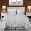 800 Thread Count Pinch Pleated Duvet Cover Set 5 Piece 100% Egyptian Cotton Bedding Set with Zipper & Corner Ties Breathable Durable Soft Luxury Pintuck Duvet Cover & 4 Pillow Shmas (Silver Gray Full) view 1