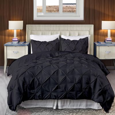 800 Thread Count Pinch Pleated Duvet Cover Set 5 Piece 100% Egyptian Cotton Bedding Set with Zipper & Corner Ties, Breathable Durable Soft Luxury Pintuck Duvet Cover & 4 Pillow Shmas (Gray, Twin)