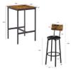 Bar Table Set with 2 PU Leather Bar Stools with backrest, 3-Piece Counter Height Dining Table Set, Industrial Style Set with Metal Frame for Small Spaces Pub Restaurant (Rustic Brown+square table) view 3