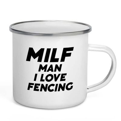 Funny Acronym Camper Mug 12oz - Man I Love Fencing - Fencing Sword Equipment Practice Left Handed Fencing Foil
