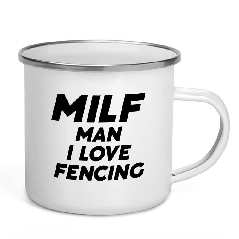 Funny Acronym Camper Mug 12oz - Man I Love Fencing - Fencing Sword Equipment Practice Left Handed Fencing Foil