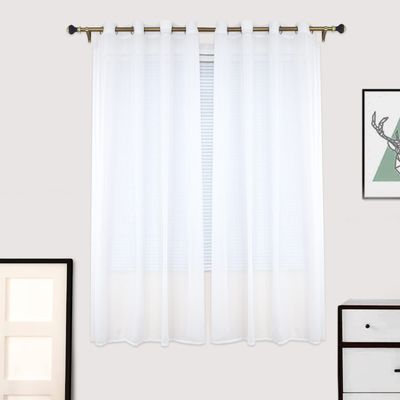 ADOORO 2 Piece White Sheer Curtain Elegant Window Translucent Voile Panel/Drape for Bedroom Living Room Grommet Semi Airy & Breathable Window Curtain,White,65x63 in(WxL)