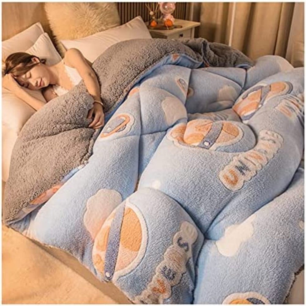 Pealihuy Comforter Cotton Duvet Insert Twin Winter Soft Warm Bed Quilt Thicken Lamb Cashmere Blanket for Twin Bed, for All Season,Z,150x200cm(3kg)