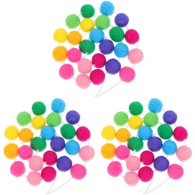 3pcs String Felt Ball Ornament Faux Fox Fur pom pom Ball Banner Artificial Fur Ball Felt Garland Nursery Decoration Rainbow pom pom Garland Colored Balls Wool Felt Christmas