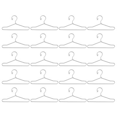 HEALLILY 20 Pcs Doll Clothes Hangers Dollhouse Miniature Wire Hangers, Metal Hangers for Doll Dress Necklaces (6.5CM Silver)