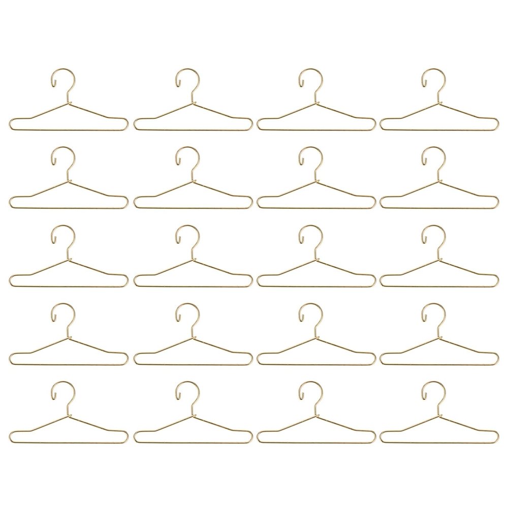 Coat Hanger 20 Pcs Doll Clothes Hangers Miniature Wire Hangers, Metal Hangers for Doll Dress Necklaces (6.5CM Golden) Clothes Hanger