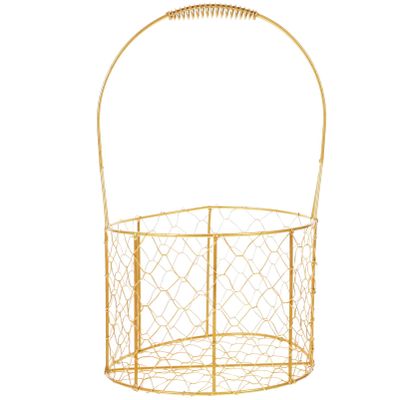 Zerodeko Wedding Flower Girl Basket: Iron Flower Baskets Metal Flower Petal Container Fruit Bread Basket For Church Ceremony Decor 20x14x34cm