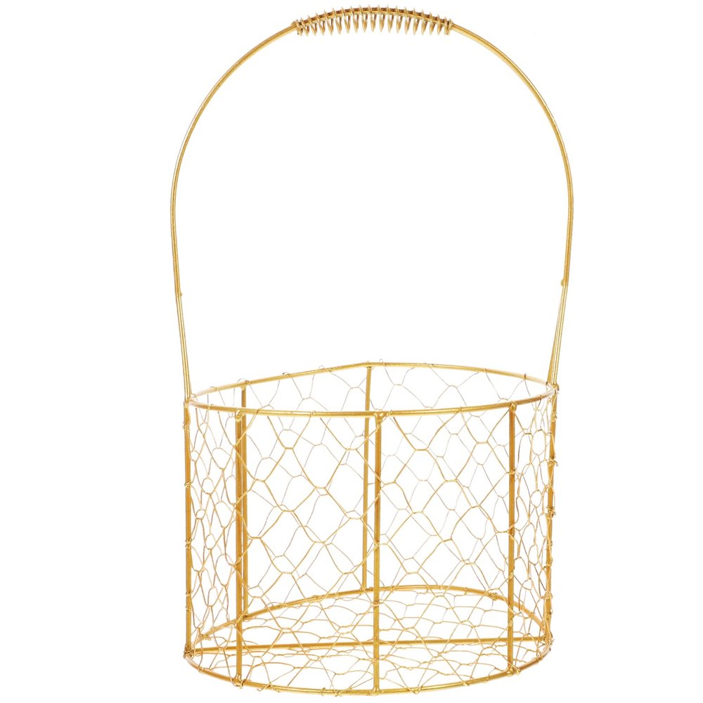 Zerodeko Wedding Flower Girl Basket: Iron Flower Baskets Metal Flower Petal Container Fruit Bread Basket For Church Ceremony Decor 20x14x34cm