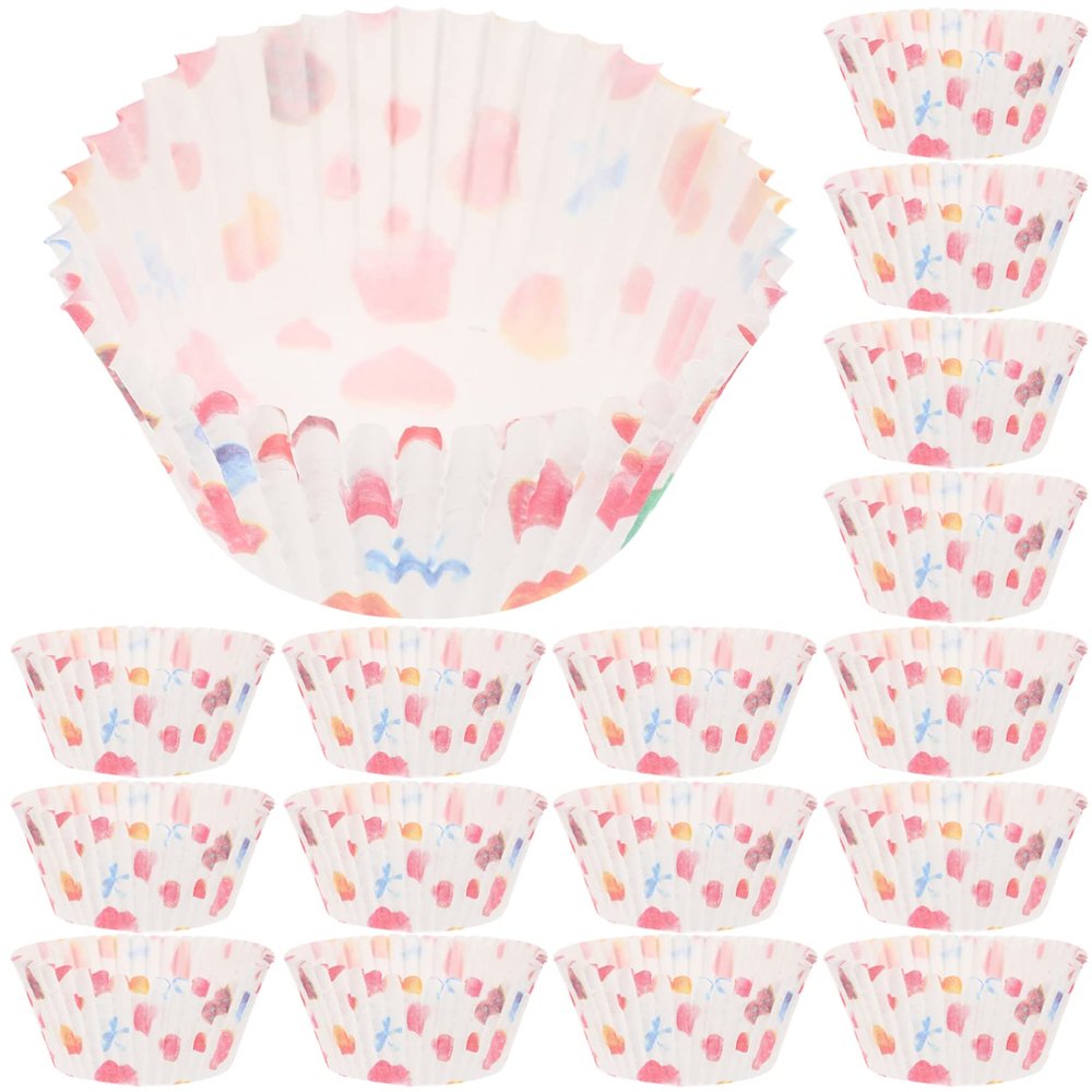 300pcs Greaseproof Cupcake Wrappers Decorative Baking Cups Heart Design High-temperature Resistant Paper Holders for Muffins Cakes and Pastries for Parties and Celebrations