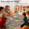 Kids Rug Play Mat Great for Playing with Cars and Toys,Educational Kid Road and Traffic City Life Carpet,Children Baby Fun Throw Rug for Bedroom Play Room,71X106Inch/180X280CM view 2
