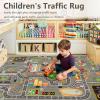 Kids Rug Play Mat Great for Playing with Cars and Toys,Educational Kid Road and Traffic City Life Carpet,Children Baby Fun Throw Rug for Bedroom Play Room,71X106Inch/180X280CM view 3