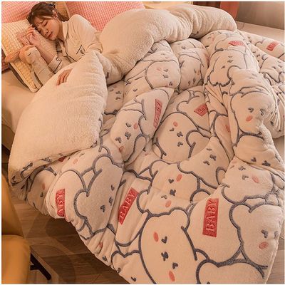 LOYONA Lamb Velvet Winter QuiltLamb Cashmere Blanket for Double BedThick Warm Winter Blanket Winter Warm Lambskin Blanket Thick Down Blanket Velvet Core Quilt ( Color : Colour2 , Size : 150x200cm )