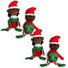 Christmas House Plush Elves, (Set of 4) Deep Skin Tone, 14.5x4 inches, Green, Red, White view 1