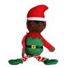 Christmas House Plush Elves, (Set of 4) Deep Skin Tone, 14.5x4 inches, Green, Red, White view 3