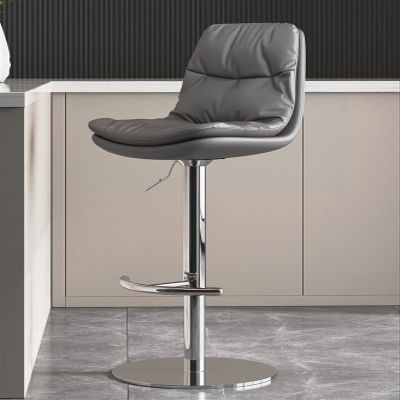 Nappa Leather Swivel Barstools Bar Stools Set of 2 Bar Chairs Breakfast Counter Height for Kitchens Island, Adjustable Hight 21to 31Chrome Plated Metal with Pedals Breakfast Bar Stools ( Color : Gra