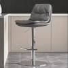 Nappa Leather Swivel Barstools Bar Stools Set of 2 Bar Chairs Breakfast Counter Height for Kitchens Island, Adjustable Hight 21to 31Chrome Plated Metal with Pedals Breakfast Bar Stools ( Color : Gra view 1