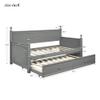 Anwick Twin Size Daybed with Trundle Bed, Wooden Day Bed Frames, Sofa Bed for Living Room Bedroom, Twin Platform Bed for Kids Guests, No Box Spring Needed (Bright Grey) view 2