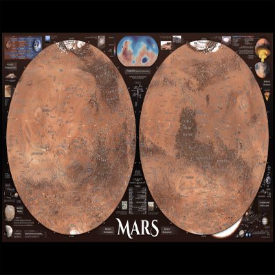 24x36 gallery poster, Map of Mars
