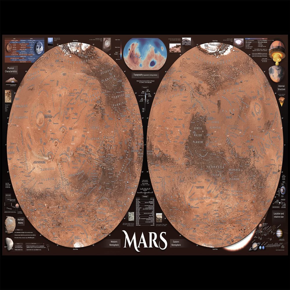 24x36 gallery poster, Map of Mars