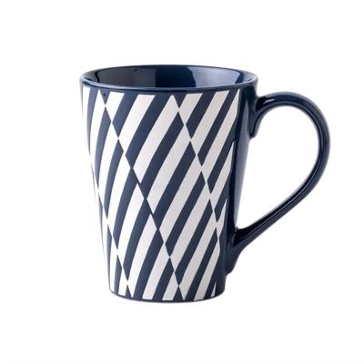 KIZQYN Coffee Mugs Creative Relief Geometric Pattern Large Capacity Cup Household Ceramic Cup Milk Coffee Cup Large Caliber Design, 450ML Mug Set (Color : B)