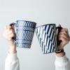 KIZQYN Coffee Mugs Creative Relief Geometric Pattern Large Capacity Cup Household Ceramic Cup Milk Coffee Cup Large Caliber Design, 450ML Mug Set (Color : B) view 3