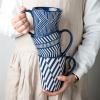 KIZQYN Coffee Mugs Creative Relief Geometric Pattern Large Capacity Cup Household Ceramic Cup Milk Coffee Cup Large Caliber Design, 450ML Mug Set (Color : B) view 4