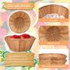 12 Pcs Round Small Plastic Bread Basket, Wicker Basket for Serving 7x7x3 Inch Woven Food Storage Basket, Fruit Basket, Gift Basket (Comes with Food Blotting Sheets) Brown view 3