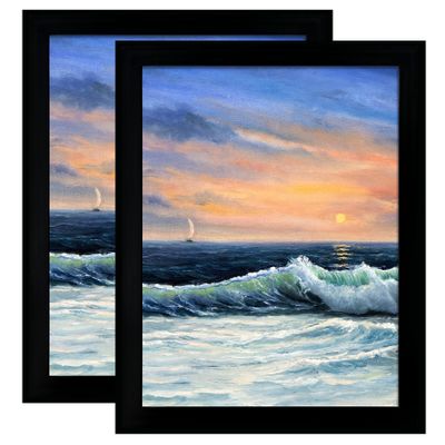 LUCKYLIFE 24x36 Poster Frame in Black Solid Wood with Plexiglass 2 Pack
