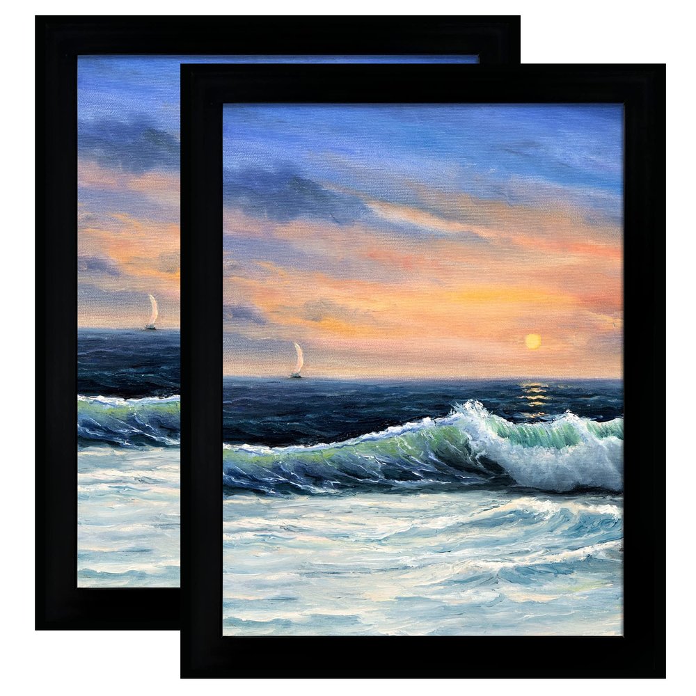 LUCKYLIFE 24x36 Poster Frame in Black Solid Wood with Plexiglass 2 Pack