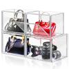 DILIBRA 4 Packs Clear Plastic Handbag Storage Organizer for Closet, Acrylic Display Box for Handbag, Stackable Storage Boxes Bag Organizer with Magnetic Door for Purse Clutch Wallet Book Toys view 1