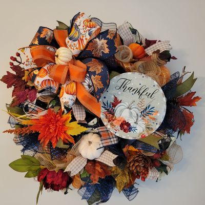 Fall Deco Mesh Wreath, Thanksgiving Wreath