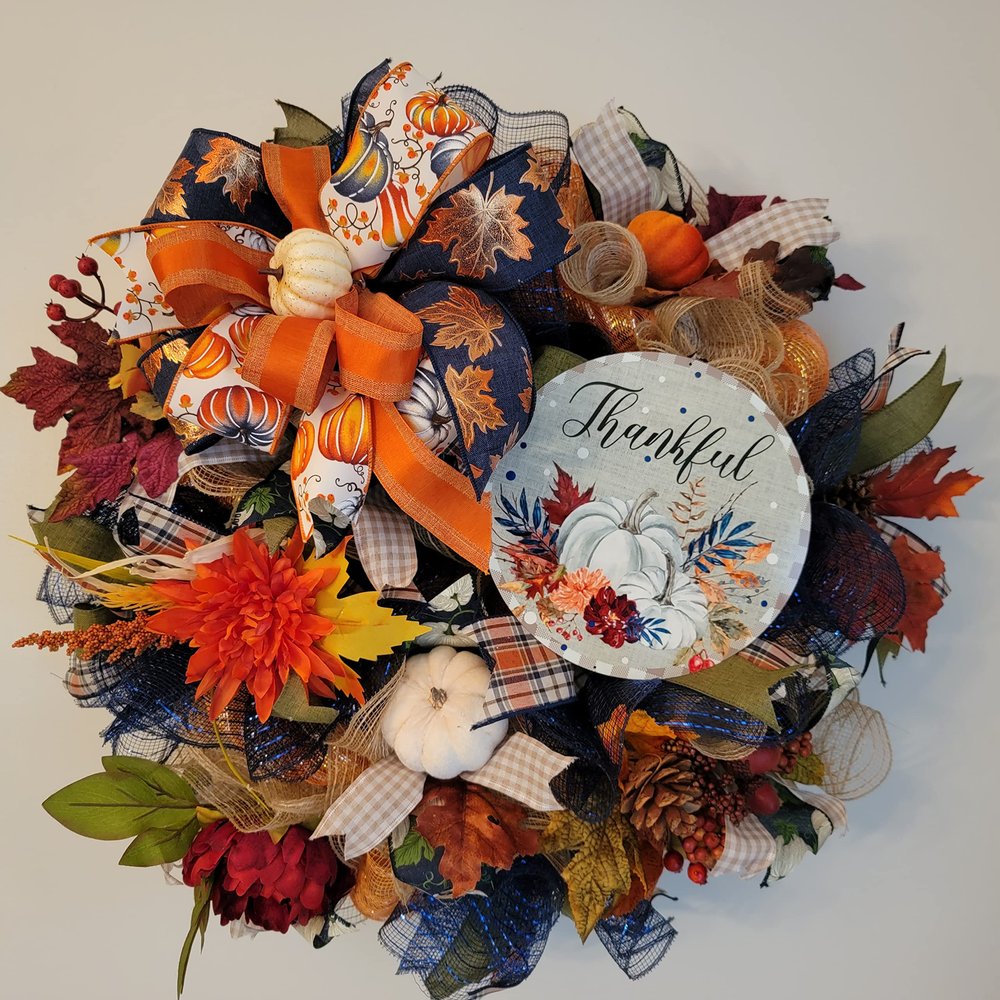 Fall Deco Mesh Wreath, Thanksgiving Wreath