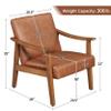 Yaheetech PU Leather Accent Chair, Mid-Century Modern Armchair with Solid Wood Legs, Reading Leisure Chair with High Back for Living Room Bedroom Waiting Room, Light Brown view 3